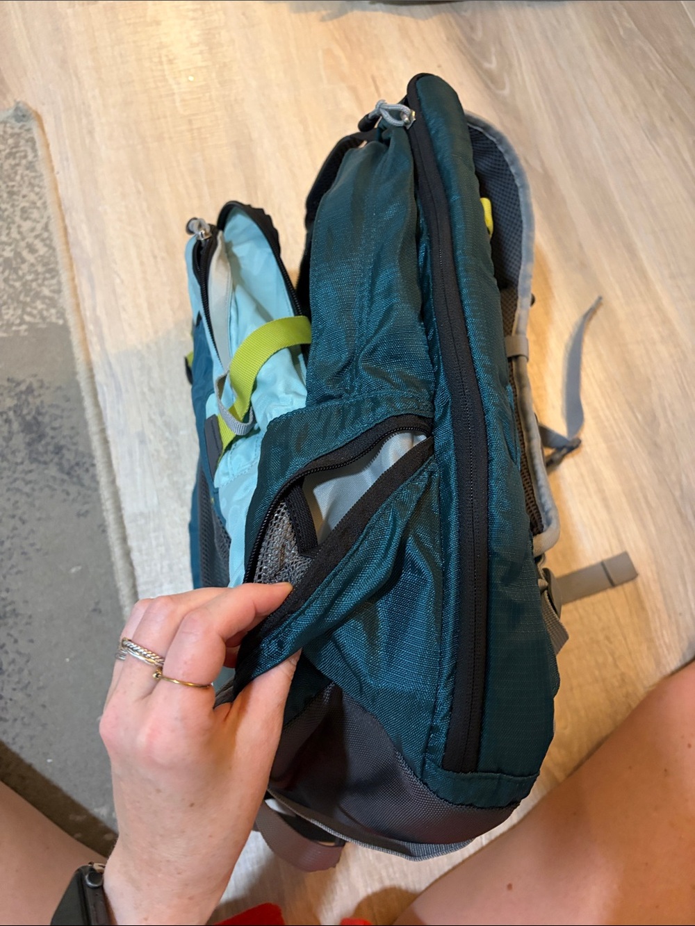 Eddie Bauer Teal and Light Blue Backpack with Yellow Accents - Picture 5 of 7